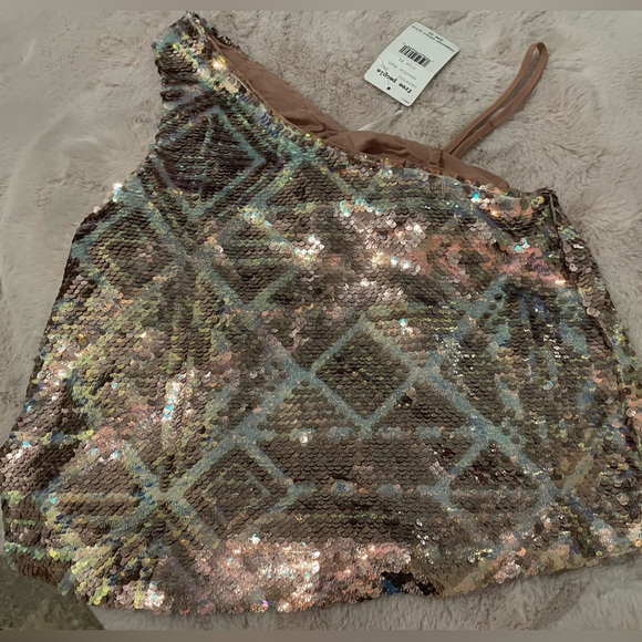 Free People sequin one shoulder top - Picture 2 of 6